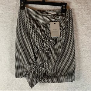 ALC Mini‎ Skirt Houndstooth Ruffle Pencil Skirt Black White Size 6 NWT 4758